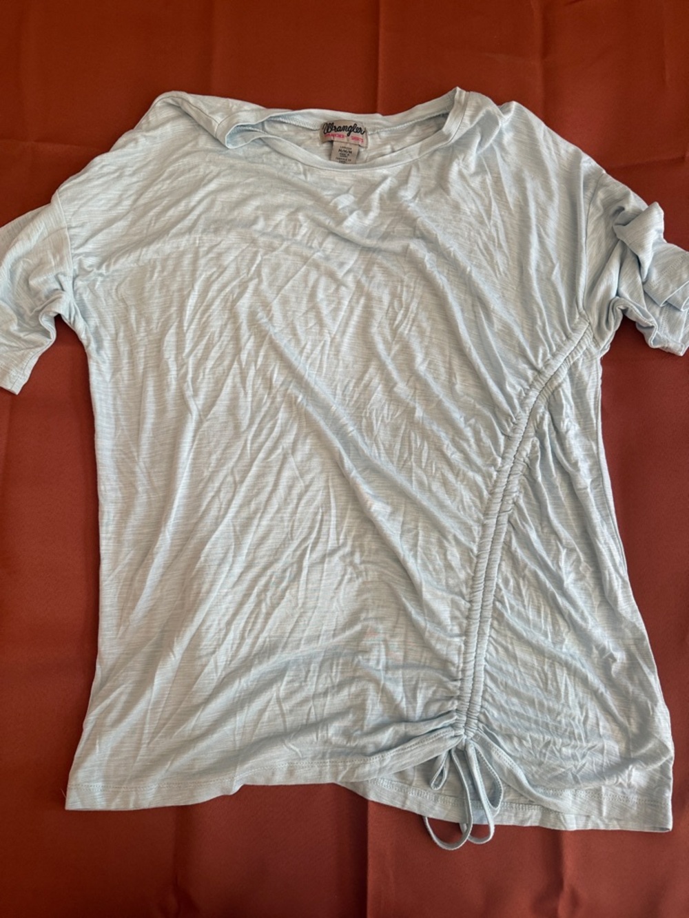 Wrangler Pale Blue Short Sleeve Side-Ruched Tee